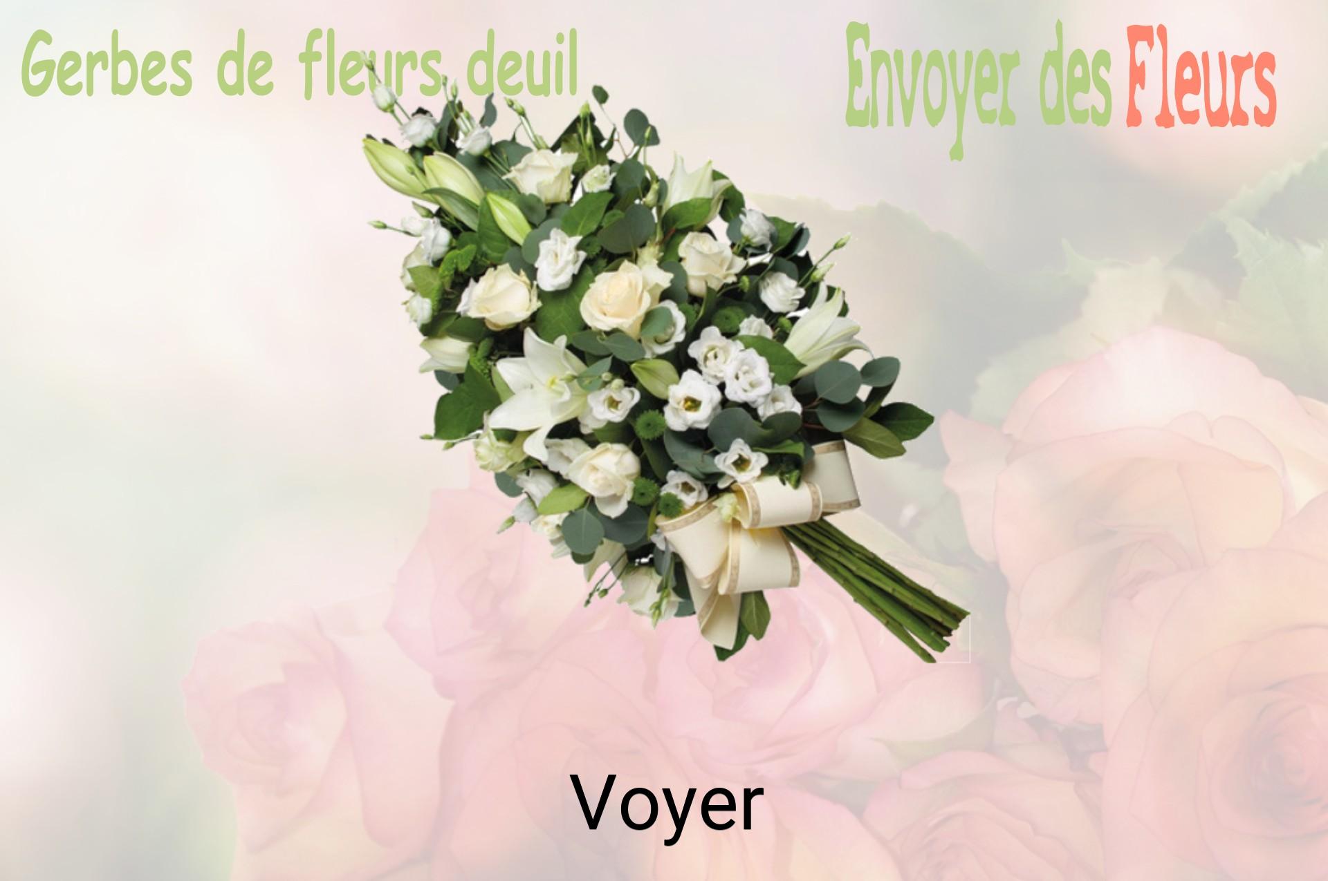 Gerbe de fleurs de deuil livrée à Voyer